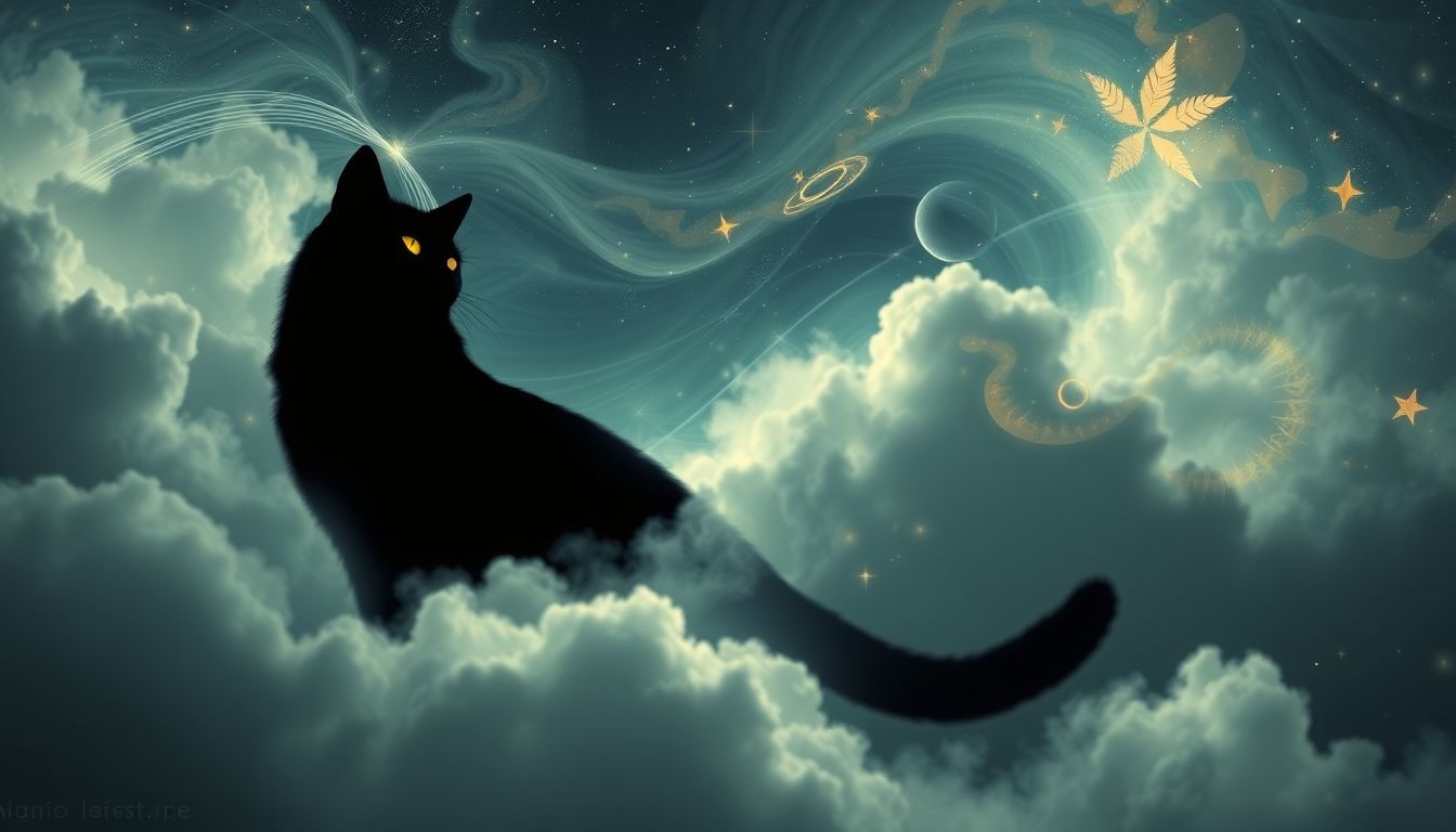 Rêver d’un chat noir symbolise souvent mystère et intuition profonde.