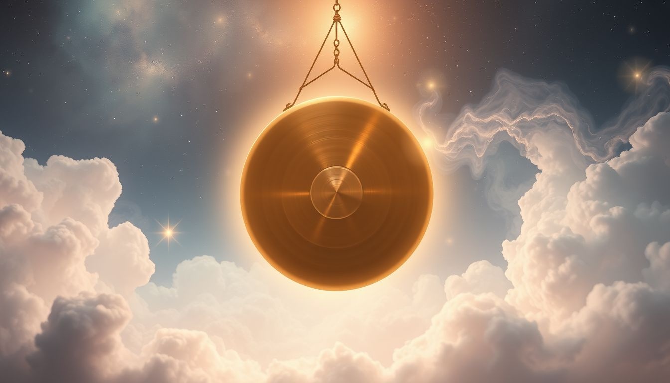 Rêver d’un gong sacré évoque un appel spirituel profond.