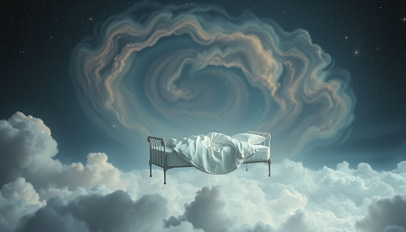 Un lit flottant symbolise souvent une perte de contrôle émotionnel.