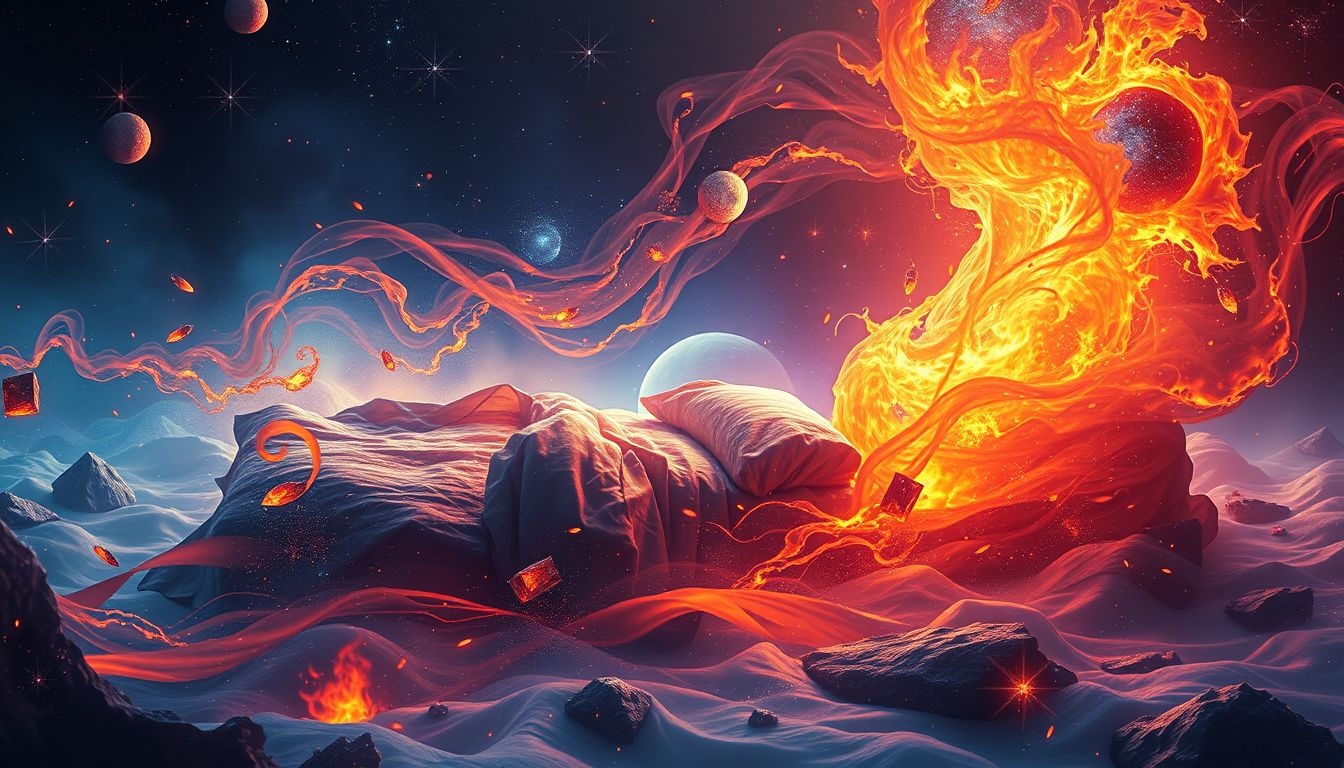 Rêver d’un lit en flammes révèle une colère intense et un renouveau.