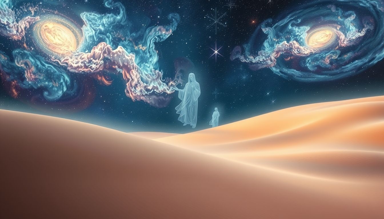 Rêver d'un prophète dans le désert symbolise une quête spirituelle profonde.