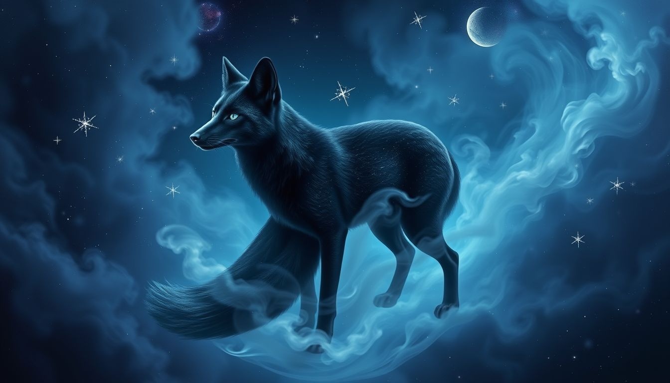 Rêver d’un renard noir symbolise souvent mystère et intuition cachée.