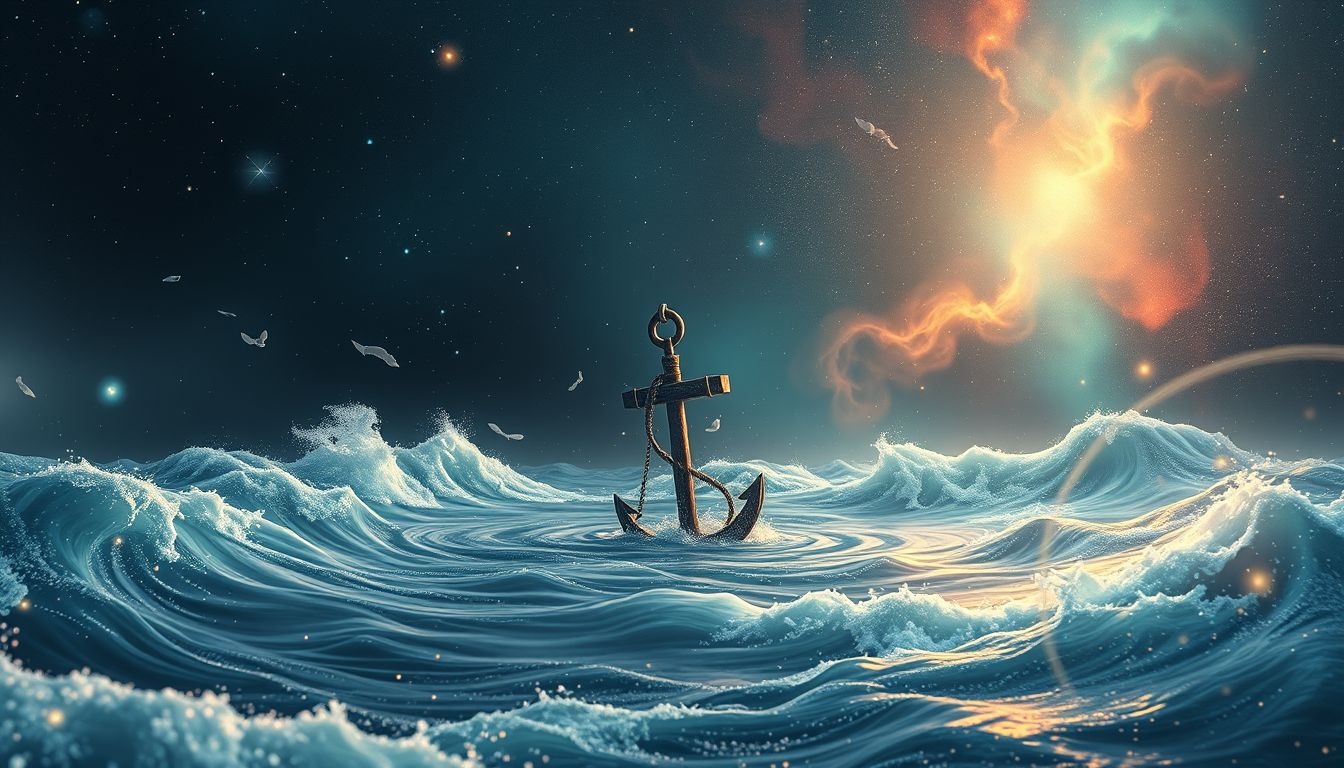 Rêver d'ancre en eau agitée symbolise défis imminents et stabilité vacillante.