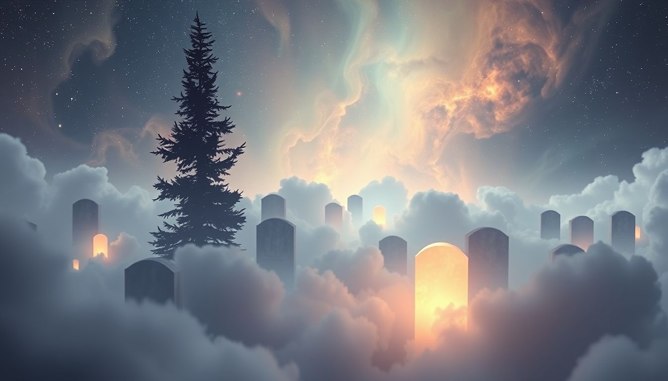 Rêver de cyprès en cimetière symbolise respect et mémoire éternelle.