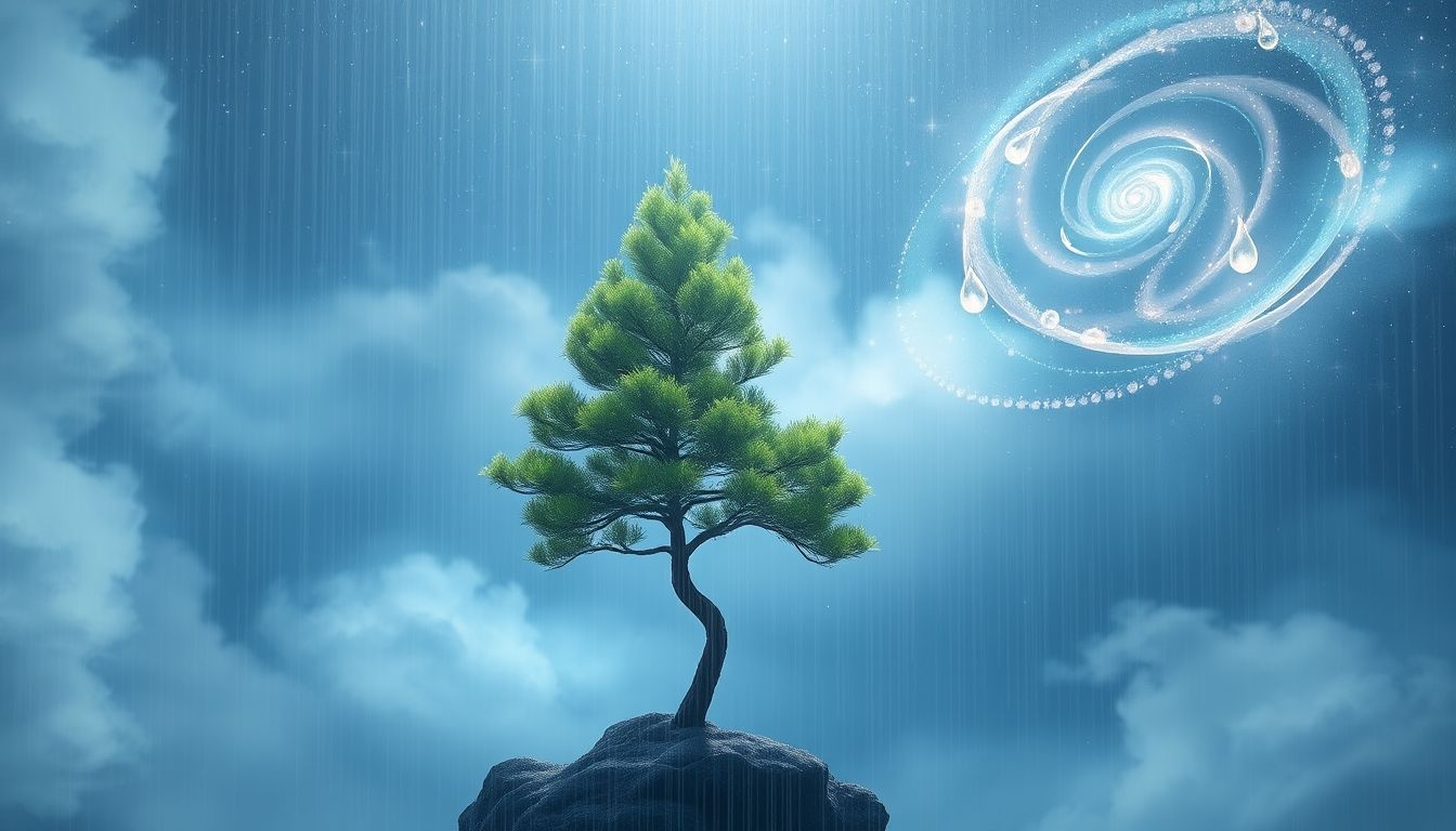 Rêver de cyprès sous la pluie symbolise purification et renouveau émotionnel.