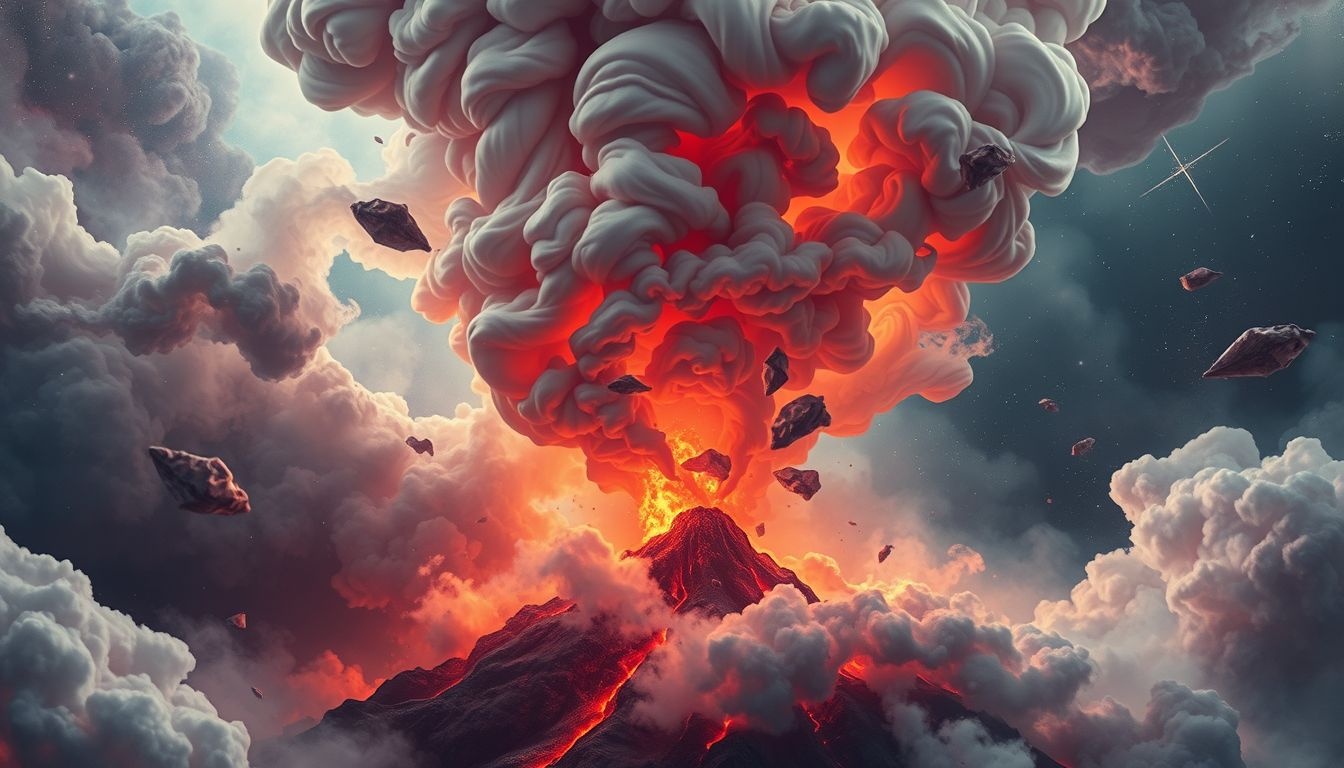 La fumée volcanique en rêve symbolise une colère explosive cachée.