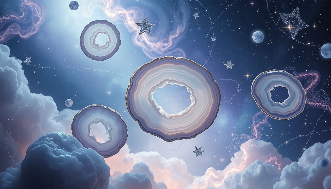 L'agate en rêve symbolise équilibre émotionnel et protection spirituelle.