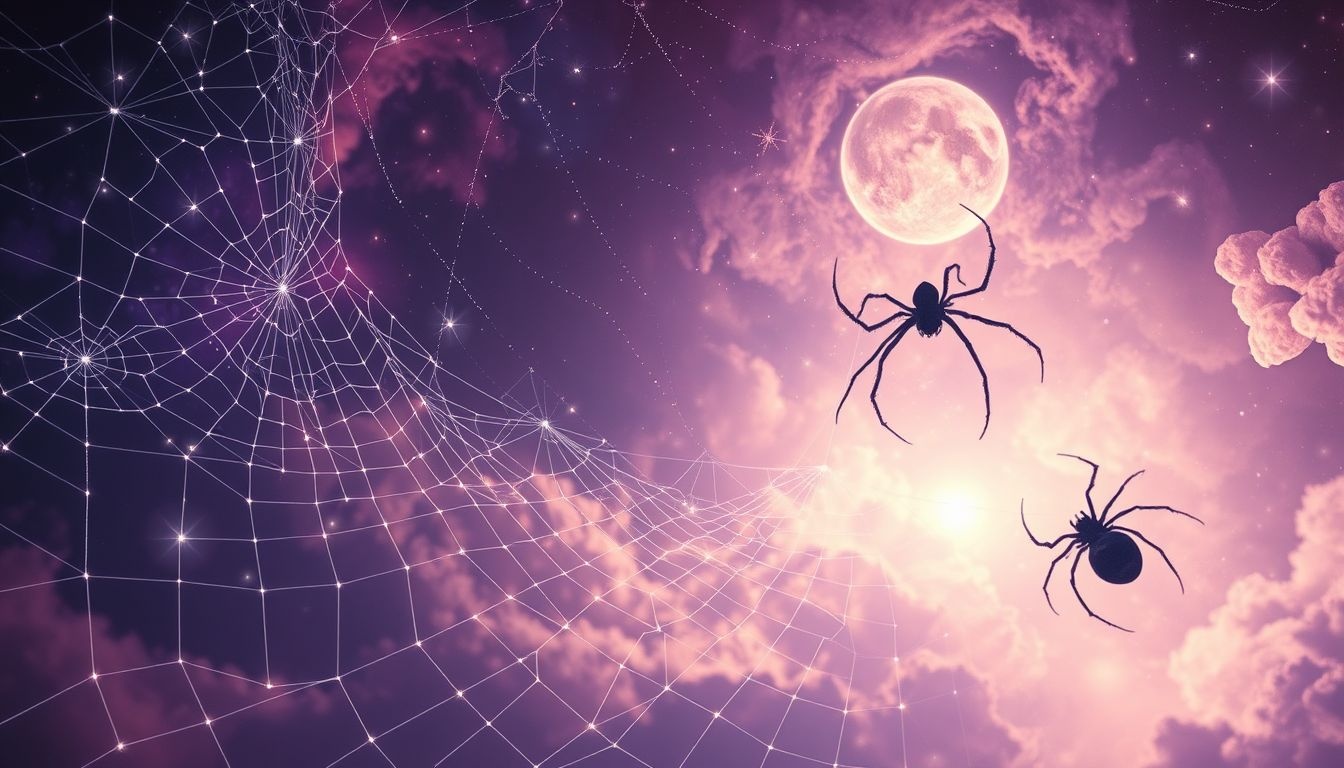 Les araignées dans les rêves symbolisent souvent subtilité et contrôle.