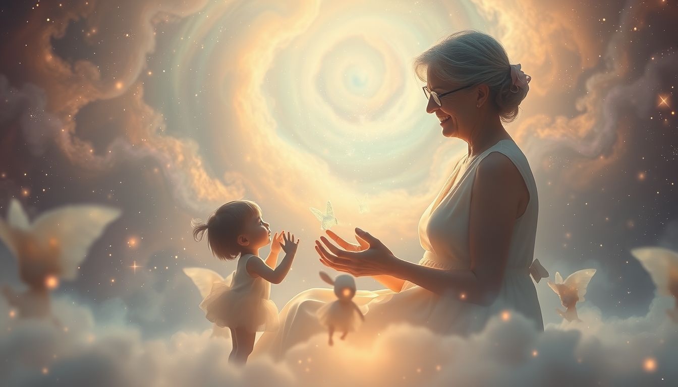 La mamie joueuse symbolise la joie simple et l'innocence retrouvée.
