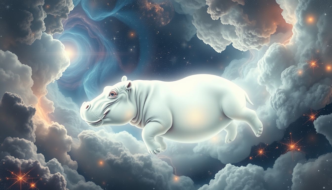 Rêver d’hippopotame blanc symbolise pureté et élévation spirituelle profonde.