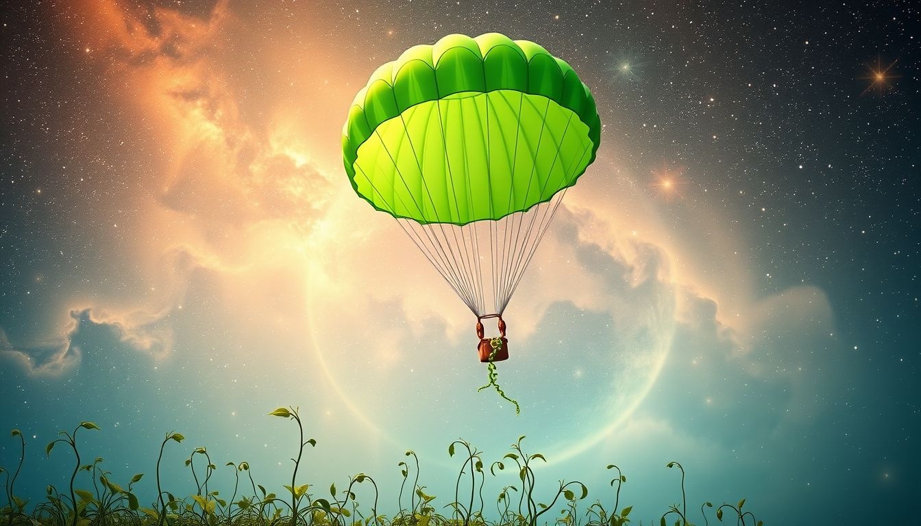 Rêver d’un parachute vert symbolise espoir et renouveau personnel.