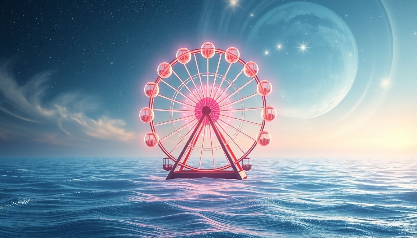 Rêver d'une grande roue face à la mer symbolise liberté infinie.