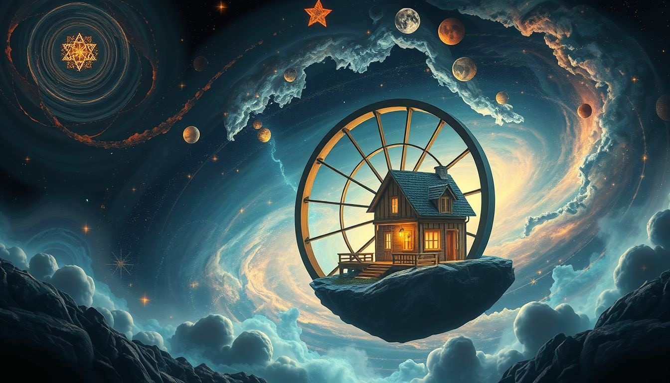 Rêver d’une grande roue-maison symbolise stabilité et refuge intérieur.