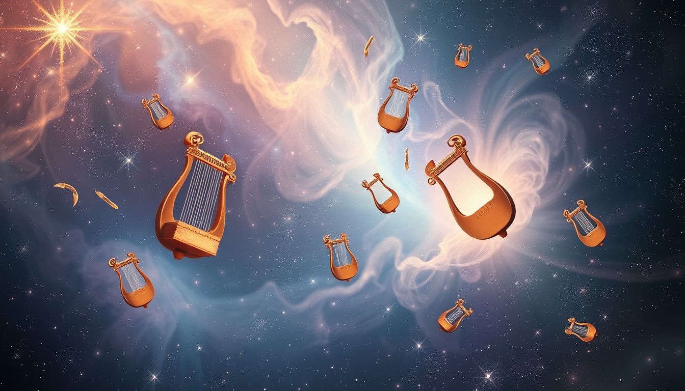 Rêver d’une lyre symbolise harmonie et synergie créative en art.