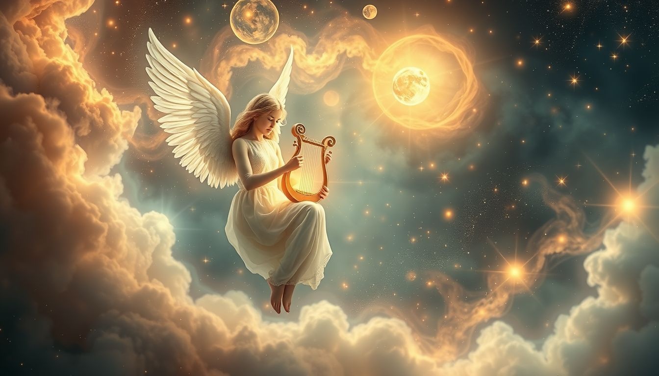 Rêver d'une lyre jouée par un ange symbolise paix et harmonie divine.