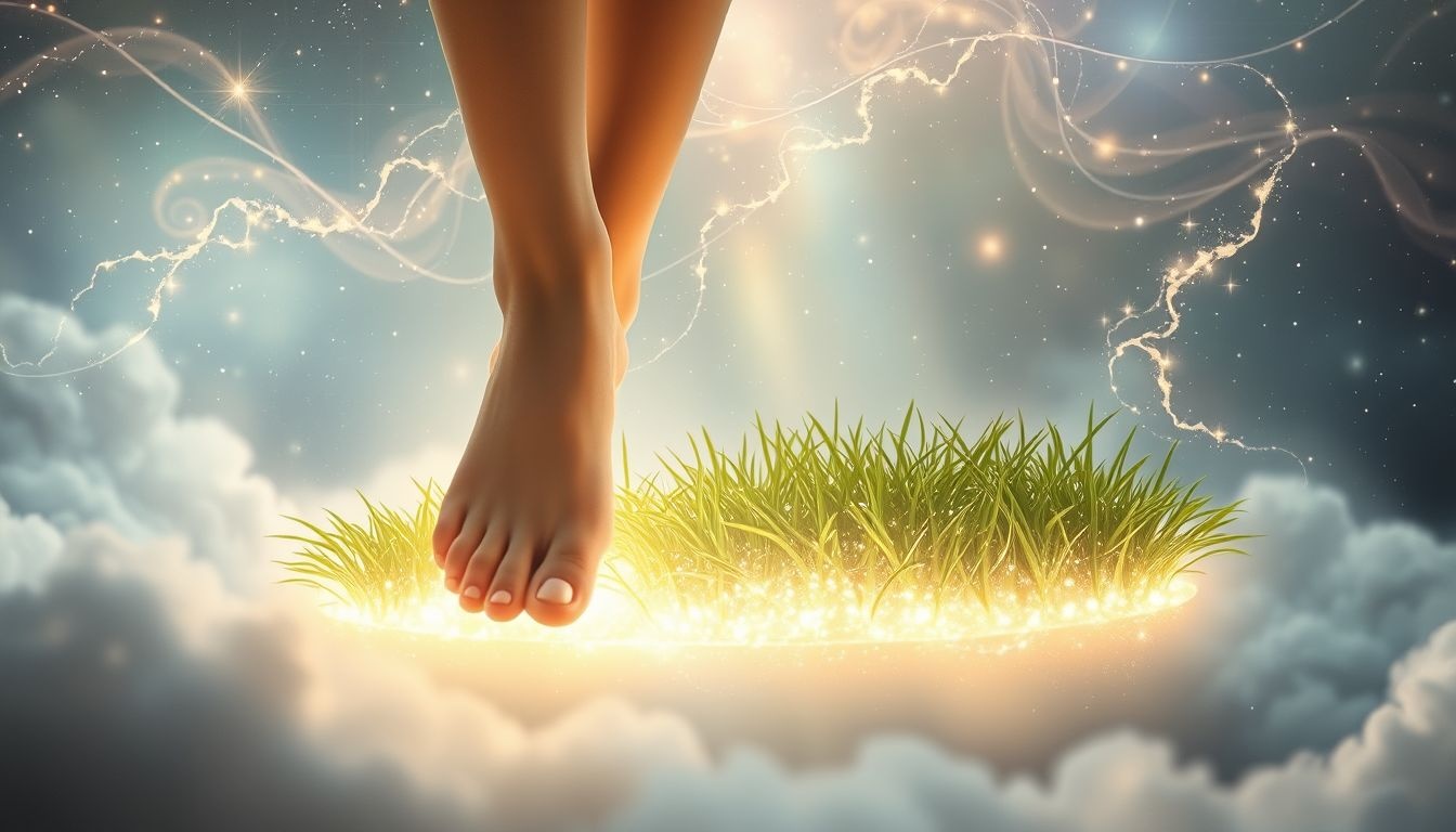 Marcher pieds nus sur pelouse symbolise liberté et harmonie intérieure.