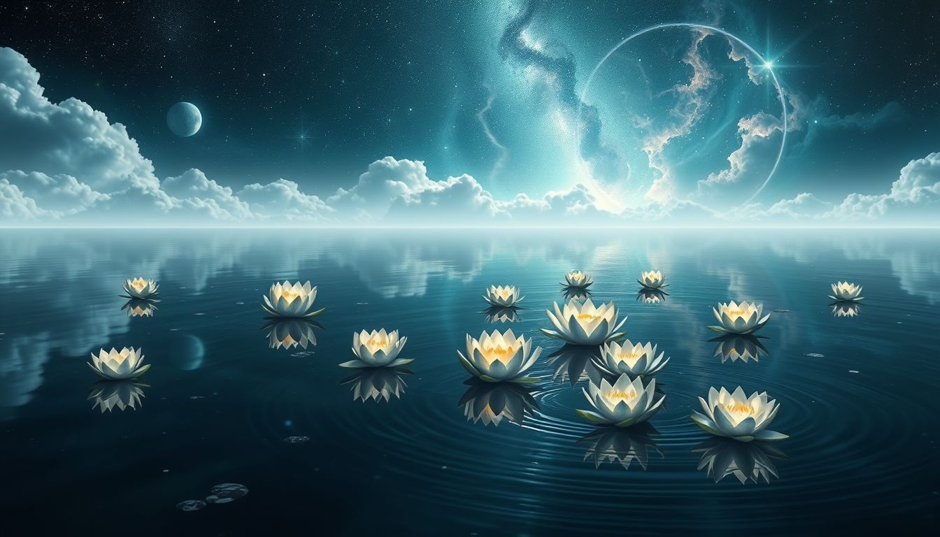 Les nénuphars symbolisent l'harmonie entre émotions et inconscient collectif.