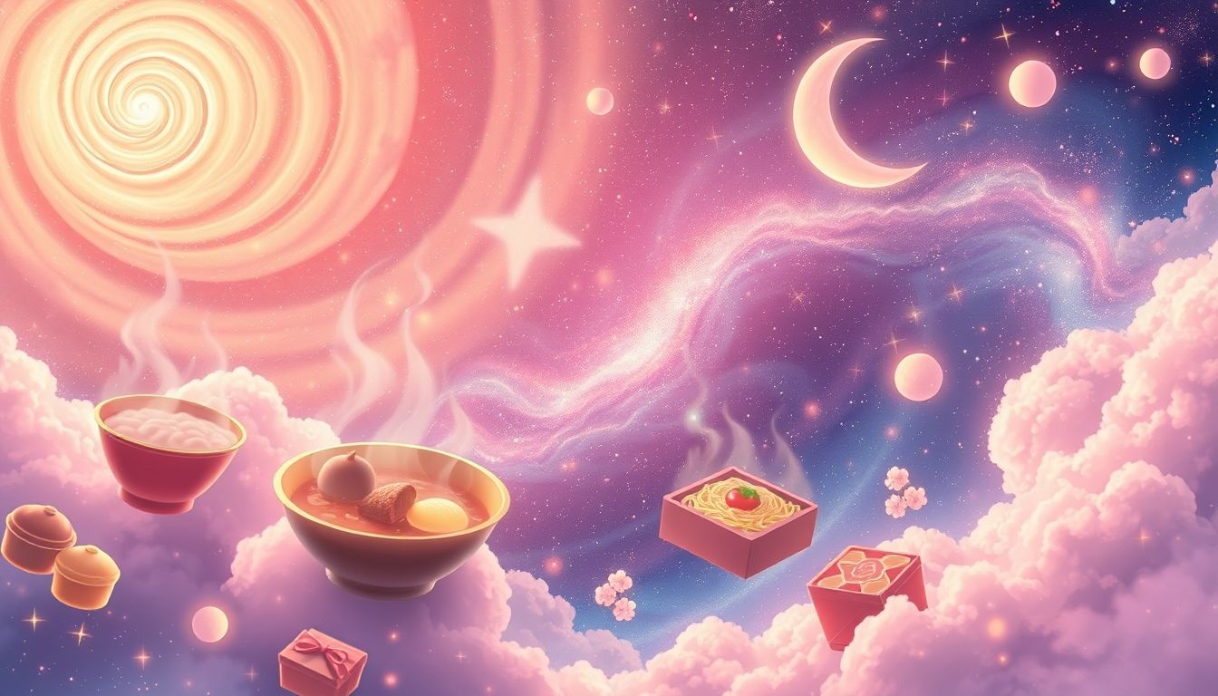 Rêver de nourriture anime évoque plaisir et richesse culturelle intérieure.