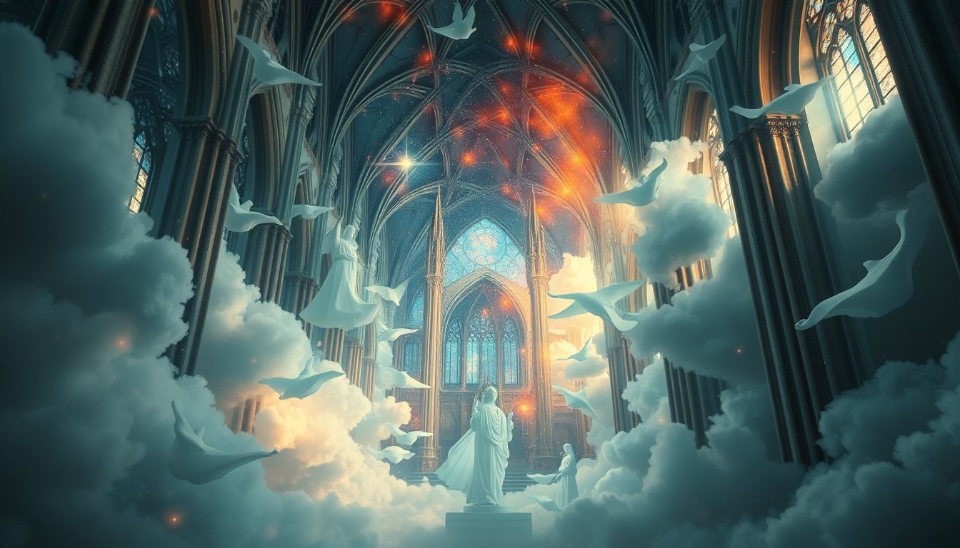 Rêver de statues en cathédrale symbolise la sagesse ancestrale profonde.